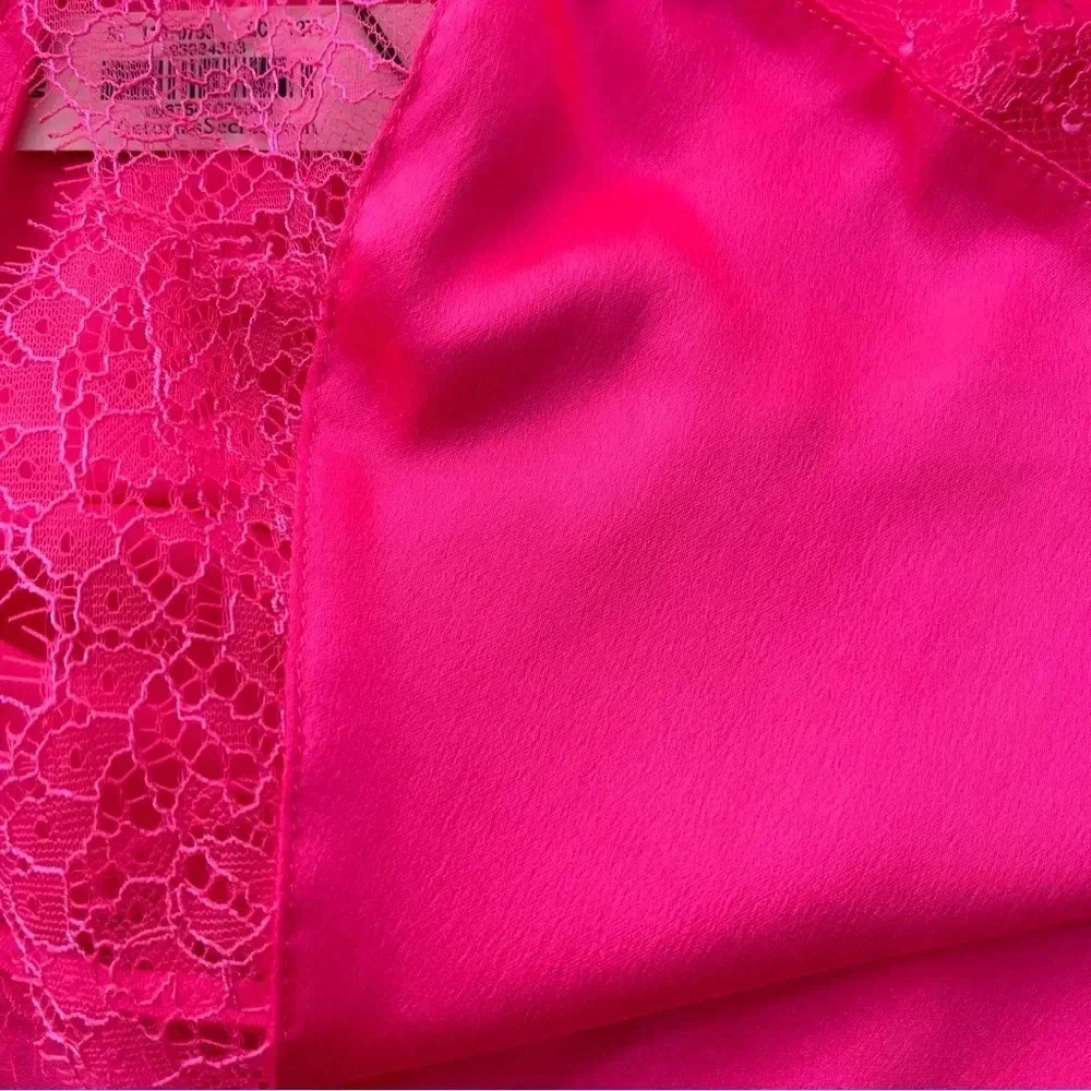 VICTORIA'S SECRET Satin Lace Slip Dress in Hot Pink